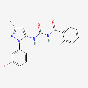molecular formula C19H17FN4O2 B6041366 N-[1-(3-FLUOROPHENYL)-3-METHYL-1H-PYRAZOL-5-YL]-N'-(2-METHYLBENZOYL)UREA 