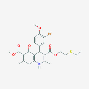 molecular formula C25H30BrNO6S B6041489 3-[2-(Ethylsulfanyl)ethyl] 6-methyl 4-(3-bromo-4-methoxyphenyl)-2,7-dimethyl-5-oxo-1,4,5,6,7,8-hexahydroquinoline-3,6-dicarboxylate 