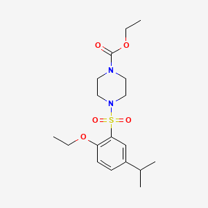 molecular formula C18H28N2O5S B604202 Ethyl 4-[(2-ethoxy-5-isopropylphenyl)sulfonyl]-1-piperazinecarboxylate CAS No. 1428151-04-5