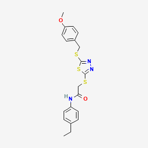 molecular formula C20H21N3O2S3 B6042163 N-(4-Ethylphenyl)-2-((5-((4-methoxybenzyl)thio)-1,3,4-thiadiazol-2-yl)thio)acetamide CAS No. 499103-87-6