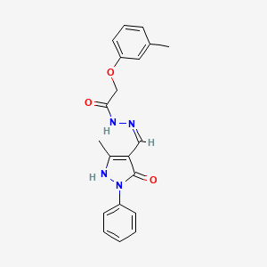 molecular formula C20H20N4O3 B6042177 N-[(Z)-(5-methyl-3-oxo-2-phenyl-1H-pyrazol-4-yl)methylideneamino]-2-(3-methylphenoxy)acetamide 