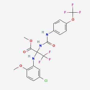 molecular formula C19H16ClF6N3O5 B6042274 METHYL 2-[(5-CHLORO-2-METHOXYPHENYL)AMINO]-3,3,3-TRIFLUORO-2-({[4-(TRIFLUOROMETHOXY)PHENYL]CARBAMOYL}AMINO)PROPANOATE 
