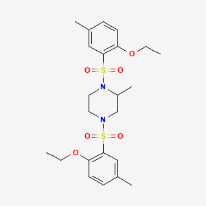 molecular formula C23H32N2O6S2 B604231 1,4-Bis(2-ethoxy-5-methylbenzenesulfonyl)-2-methylpiperazine CAS No. 1428152-74-2