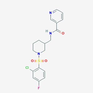 molecular formula C18H19ClFN3O3S B6042770 N-[[1-(2-chloro-4-fluorophenyl)sulfonylpiperidin-3-yl]methyl]pyridine-3-carboxamide 