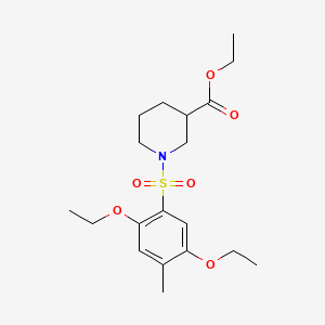 molecular formula C19H29NO6S B604278 Ethyl 1-(2,5-diethoxy-4-methylbenzenesulfonyl)piperidine-3-carboxylate CAS No. 1428153-77-8