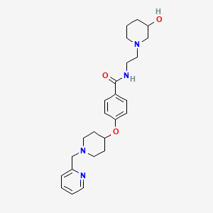 molecular formula C25H34N4O3 B6042824 N-[2-(3-hydroxypiperidin-1-yl)ethyl]-4-[1-(pyridin-2-ylmethyl)piperidin-4-yl]oxybenzamide 