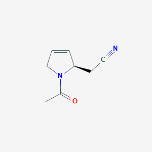 molecular formula C8H10N2O B060429 2-[(2R)-1-acetyl-2,5-dihydropyrrol-2-yl]acetonitrile CAS No. 178206-94-5