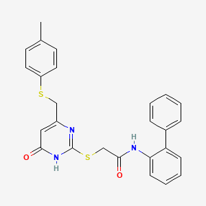 molecular formula C26H23N3O2S2 B6043111 N-2-biphenylyl-2-[(4-{[(4-methylphenyl)thio]methyl}-6-oxo-1,6-dihydro-2-pyrimidinyl)thio]acetamide 