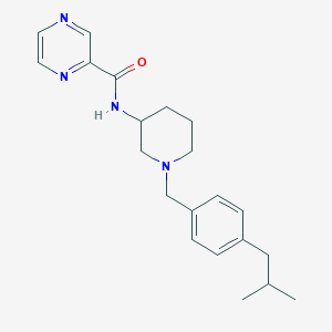 molecular formula C21H28N4O B6043256 N-[1-[[4-(2-methylpropyl)phenyl]methyl]piperidin-3-yl]pyrazine-2-carboxamide 