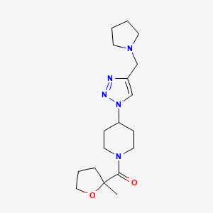 molecular formula C18H29N5O2 B6043480 1-[(2-methyltetrahydro-2-furanyl)carbonyl]-4-[4-(1-pyrrolidinylmethyl)-1H-1,2,3-triazol-1-yl]piperidine trifluoroacetate 