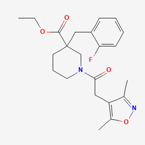 molecular formula C22H27FN2O4 B6043495 ethyl 1-[(3,5-dimethyl-4-isoxazolyl)acetyl]-3-(2-fluorobenzyl)-3-piperidinecarboxylate 