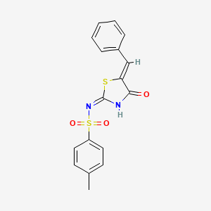 molecular formula C17H14N2O3S2 B6043516 N-[(5Z)-5-benzylidene-4-oxo-4,5-dihydro-1,3-thiazol-2-yl]-4-methylbenzenesulfonamide 