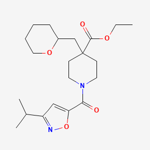 molecular formula C21H32N2O5 B6043519 Ethyl 4-(oxan-2-ylmethyl)-1-(3-propan-2-yl-1,2-oxazole-5-carbonyl)piperidine-4-carboxylate 