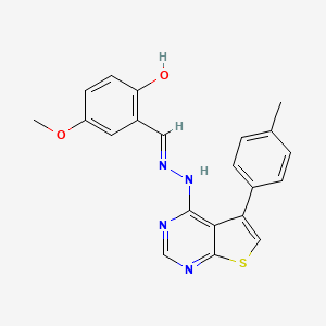 molecular formula C21H18N4O2S B604363 4-METHOXY-2-[(E)-{2-[5-(4-METHYLPHENYL)THIENO[2,3-D]PYRIMIDIN-4-YL]HYDRAZIN-1-YLIDENE}METHYL]PHENOL CAS No. 309937-03-9