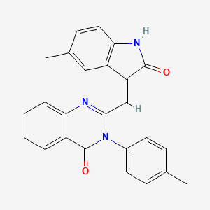 molecular formula C25H19N3O2 B604365 2-[(5-methyl-2-oxo-1,2-dihydro-3H-indol-3-ylidene)methyl]-3-(4-methylphenyl)-4(3H)-quinazolinone CAS No. 300837-11-0