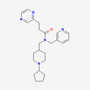 molecular formula C24H33N5O B6043691 N-[(1-cyclopentyl-4-piperidinyl)methyl]-3-(2-pyrazinyl)-N-(3-pyridinylmethyl)propanamide 