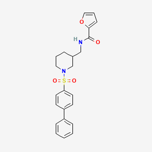 molecular formula C23H24N2O4S B6043877 N-{[1-(4-biphenylylsulfonyl)-3-piperidinyl]methyl}-2-furamide 