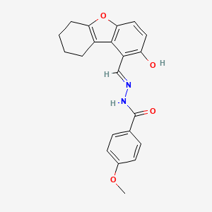 molecular formula C21H20N2O4 B604388 N'-[(E)-(2-HYDROXY-6,7,8,9-TETRAHYDRODIBENZO[B,D]FURAN-1-YL)METHYLENE]-4-METHOXYBENZOHYDRAZIDE CAS No. 306957-22-2