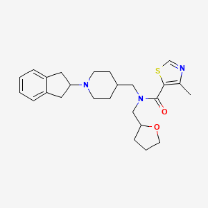 molecular formula C25H33N3O2S B6043882 N-{[1-(2,3-dihydro-1H-inden-2-yl)-4-piperidinyl]methyl}-4-methyl-N-(tetrahydro-2-furanylmethyl)-1,3-thiazole-5-carboxamide 
