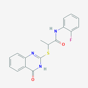 molecular formula C17H14FN3O2S B6043905 N-(2-fluorophenyl)-2-[(4-oxo-3H-quinazolin-2-yl)sulfanyl]propanamide 