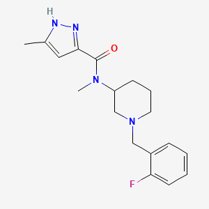 molecular formula C18H23FN4O B6043959 N-[1-[(2-fluorophenyl)methyl]piperidin-3-yl]-N,5-dimethyl-1H-pyrazole-3-carboxamide 