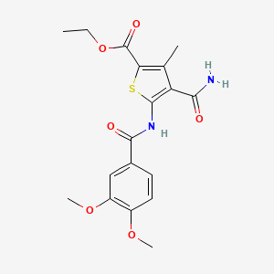 molecular formula C18H20N2O6S B6044078 ethyl 4-(aminocarbonyl)-5-[(3,4-dimethoxybenzoyl)amino]-3-methyl-2-thiophenecarboxylate 