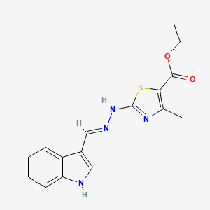 molecular formula C16H16N4O2S B604414 ethyl 2-[2-(1H-indol-3-ylmethylene)hydrazino]-4-methyl-1,3-thiazole-5-carboxylate CAS No. 1489265-21-5
