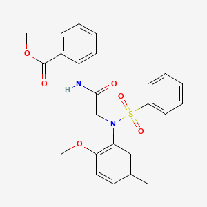 molecular formula C24H24N2O6S B6044289 methyl 2-[[2-[N-(benzenesulfonyl)-2-methoxy-5-methylanilino]acetyl]amino]benzoate 