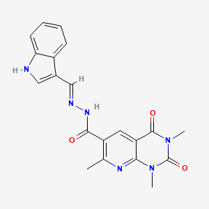 molecular formula C20H18N6O3 B604431 N'-[(E)-(1H-INDOL-3-YL)METHYLIDENE]-1,3,7-TRIMETHYL-2,4-DIOXO-1H,2H,3H,4H-PYRIDO[2,3-D]PYRIMIDINE-6-CARBOHYDRAZIDE CAS No. 368839-49-0