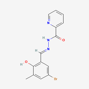 molecular formula C14H12BrN3O2 B604433 N'-[(E)-(5-bromo-2-hydroxy-3-methylphenyl)methylidene]pyridine-2-carbohydrazide CAS No. 339004-73-8