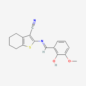 (E)-2-((2-hydroxy-3-methoxybenzylidene)amino)-4,5,6,7-tetrahydrobenzo[b]thiophene-3-carbonitrile