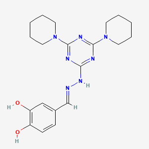 4-[(E)-{2-[4,6-di(piperidin-1-yl)-1,3,5-triazin-2-yl]hydrazinylidene}methyl]benzene-1,2-diol