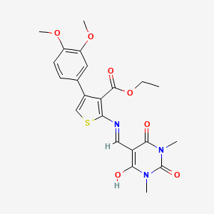 ethyl 4-(3,4-dimethoxyphenyl)-2-{[(1,3-dimethyl-2,4,6-trioxotetrahydro-5(2H)-pyrimidinylidene)methyl]amino}-3-thiophenecarboxylate