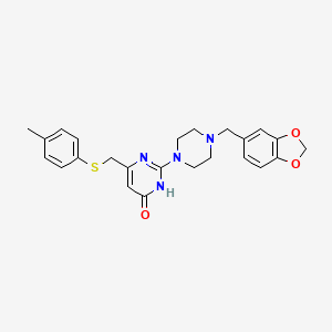 molecular formula C24H26N4O3S B6044550 2-{4-[(2H-1,3-BENZODIOXOL-5-YL)METHYL]PIPERAZIN-1-YL}-6-{[(4-METHYLPHENYL)SULFANYL]METHYL}-3,4-DIHYDROPYRIMIDIN-4-ONE 