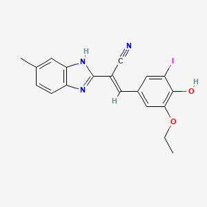 (E)-3-(3-ethoxy-4-hydroxy-5-iodophenyl)-2-(6-methyl-1H-benzo[d]imidazol-2-yl)acrylonitrile