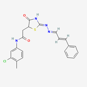 molecular formula C21H19ClN4O2S B6044674 N-(3-chloro-4-methylphenyl)-2-[(2Z)-4-oxo-2-[(E)-[(E)-3-phenylprop-2-enylidene]hydrazinylidene]-1,3-thiazolidin-5-yl]acetamide 