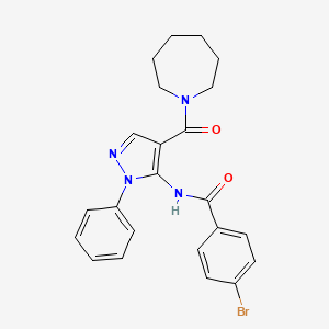 molecular formula C23H23BrN4O2 B6044676 N-[4-(azepan-1-ylcarbonyl)-1-phenyl-1H-pyrazol-5-yl]-4-bromobenzamide 