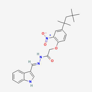 molecular formula C25H30N4O4 B6044713 N-[(E)-1H-indol-3-ylmethylideneamino]-2-[2-nitro-4-(2,4,4-trimethylpentan-2-yl)phenoxy]acetamide 