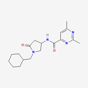 molecular formula C18H26N4O2 B6045014 N-[1-(cyclohexylmethyl)-5-oxopyrrolidin-3-yl]-2,6-dimethylpyrimidine-4-carboxamide 