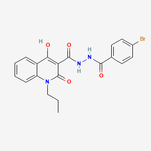 molecular formula C20H18BrN3O4 B604508 N'-(4-bromobenzoyl)-4-hydroxy-2-oxo-1-propyl-1,2-dihydro-3-quinolinecarbohydrazide CAS No. 317843-71-3
