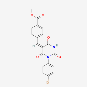 molecular formula C19H13BrN2O5 B6045101 Methyl 4-{[(5E)-1-(4-bromophenyl)-2,4,6-trioxo-1,3-diazinan-5-ylidene]methyl}benzoate 