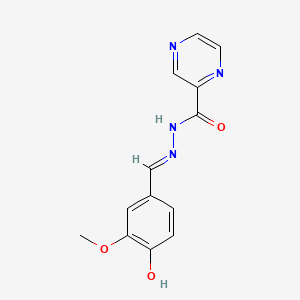 molecular formula C13H12N4O3 B604514 Pyrazine-2-carboxylic acid (4-hydroxy-3-methoxy-benzylidene)-hydrazide CAS No. 1029017-63-7