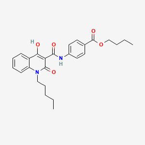 molecular formula C26H30N2O5 B604527 Butyl 4-{[(4-hydroxy-2-oxo-1-pentyl-1,2-dihydroquinolin-3-yl)carbonyl]amino}benzoate CAS No. 331963-09-8