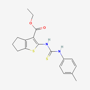 molecular formula C18H20N2O2S2 B6045272 ETHYL 2-{[(4-METHYLPHENYL)CARBAMOTHIOYL]AMINO}-4H,5H,6H-CYCLOPENTA[B]THIOPHENE-3-CARBOXYLATE 