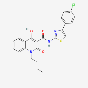 molecular formula C24H22ClN3O3S B604594 N-[4-(4-chlorophenyl)-1,3-thiazol-2-yl]-4-hydroxy-2-oxo-1-pentyl-1,2-dihydro-3-quinolinecarboxamide CAS No. 330817-60-2