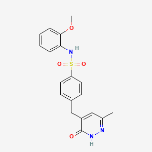 molecular formula C19H19N3O4S B6045957 N-(2-methoxyphenyl)-4-[(6-methyl-3-oxo-2,3-dihydropyridazin-4-yl)methyl]benzenesulfonamide 