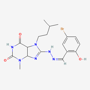 8-[(2Z)-2-[(5-bromo-2-hydroxyphenyl)methylidene]hydrazin-1-yl]-3-methyl-7-(3-methylbutyl)-2,3,6,7-tetrahydro-1H-purine-2,6-dione