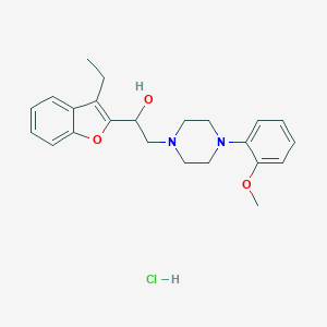 molecular formula C23H29ClN2O3 B060461 alpha-(3-Ethyl-2-benzofuranyl)-4-(2-methoxyphenyl)-1-piperazineethanol monohydrochloride CAS No. 194099-59-7