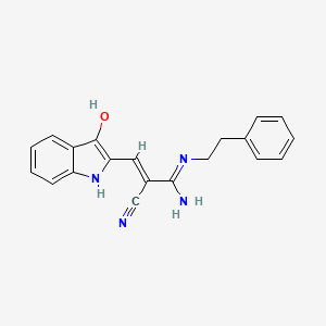 3-amino-2-[(3-oxo-1,3-dihydro-2H-indol-2-ylidene)methyl]-3-[(2-phenylethyl)amino]acrylonitrile