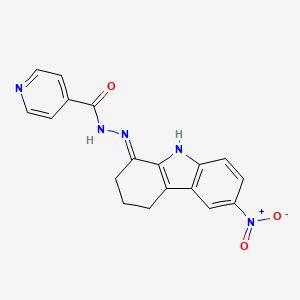 molecular formula C18H15N5O3 B604616 N'-(6-nitro-2,3,4,9-tetrahydro-1H-carbazol-1-ylidene)isonicotinohydrazide CAS No. 300838-76-0